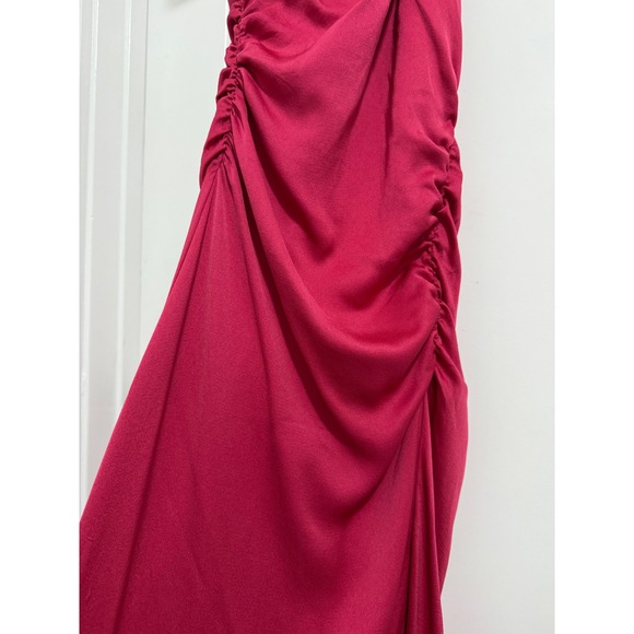 A.L.C. Pink Fuchsia Ruched Halter Midi Dress Sleeveless Cocktail Party Elegant - Picture 13 of 16